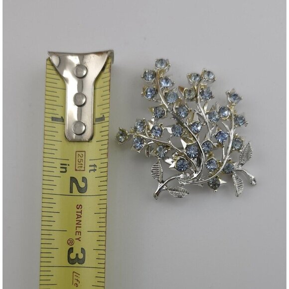 Vintage Signed Coro blue stone flower brooch - Picture 3 of 8